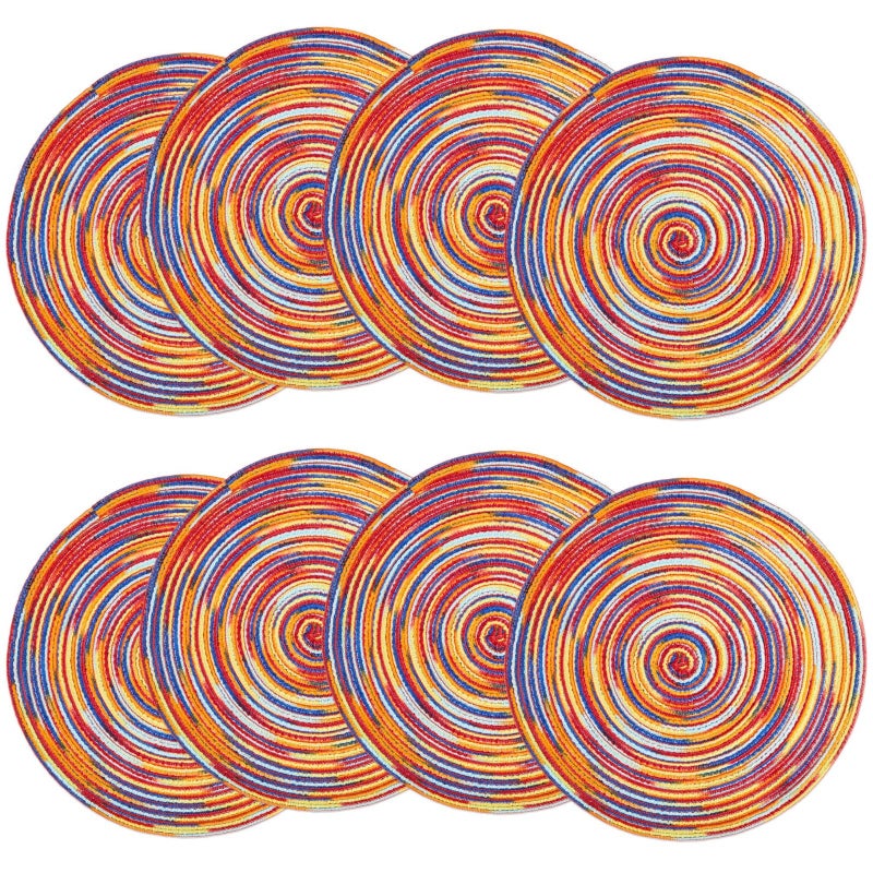 Okuna Outpost Braided Round Placemat Set - Vibrant Accent & Colorful Placemats - Surface Protection & Set of 8 - Indoor & Outdoor & Round Place Mats - 15 in, 8-Pack, Multicolor, Cotton - Image 1